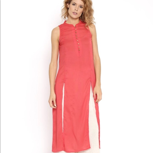 Dresses & Skirts - Beautiful Sleeveless Coral Pink Solid A-Line Kurta